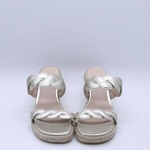 Stuart Weitzman Twisted Espadrille Slide Sandals - Platino
